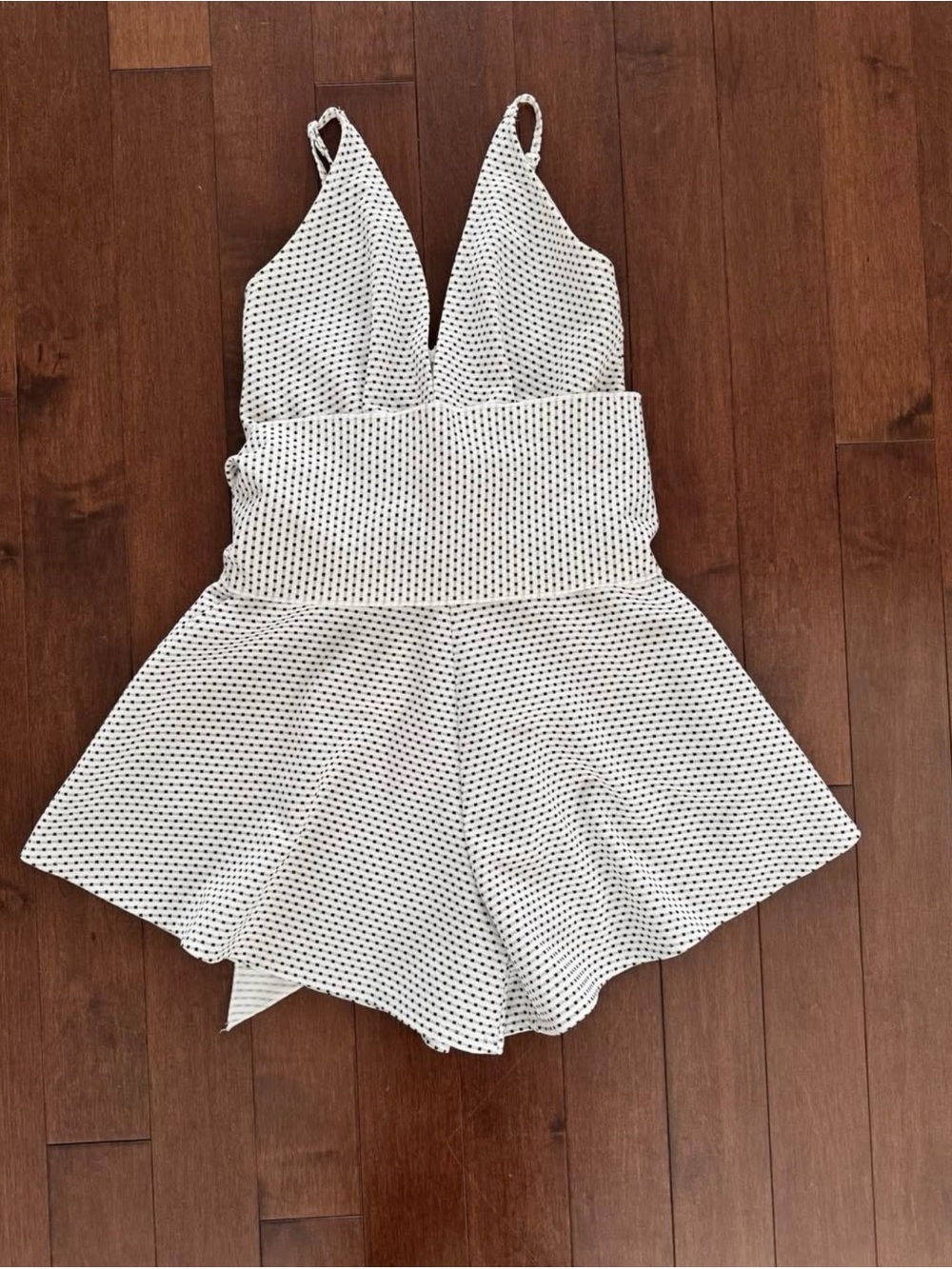 Lioness Women’s White Romper with Black Dot Pattern